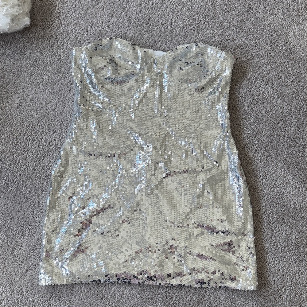 Peppermayo Silver Sequin Mini Dress